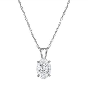 NaturaLux™ 14k Gold 1 Carat T.W. Lab-Grown Diamond Oval Pendant Necklace