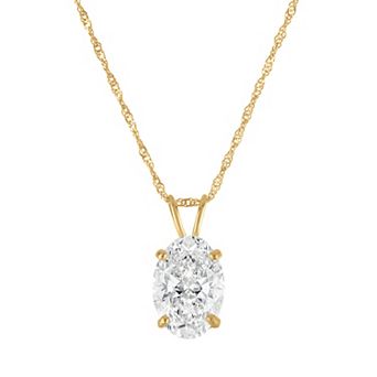 NaturaLux™ 14k Gold 2 Carat T.W. Lab-Grown Diamond Oval Pendant Necklace