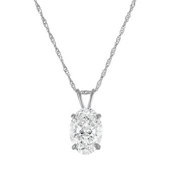 NaturaLux™ 14k Gold 2 Carat T.W. Lab-Grown Diamond Oval Pendant Necklace