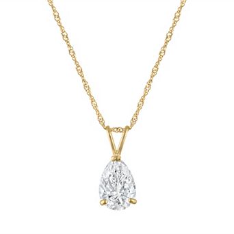 NaturaLux™ 14k Gold 1 Carat T.W. Lab-Grown Diamond Pear Cut Pendant Necklace