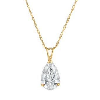 NaturaLux™ 14k Gold 2 Carat T.W. Lab-Grown Diamond Pear Cut Pendant Necklace