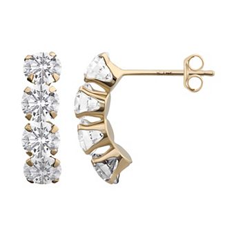 Taylor Grace 10k Gold Cubic Zirconia Curved Bar Stud Earrings