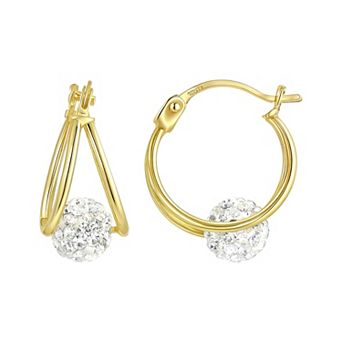 Taylor Grace 10k Gold Crystal Ball Split Oval Hoop Earrings