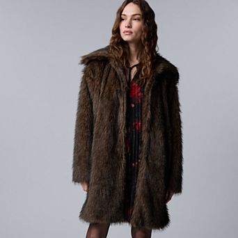 Petite Simply Vera Vera Wang Faux Fur Coat