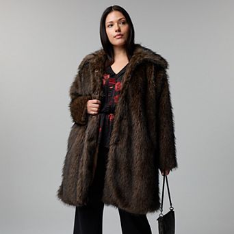 Plus Size Simply Vera Vera Wang Faux Fur Coat