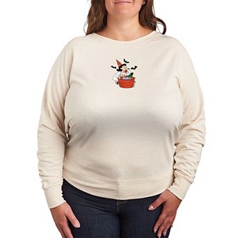 Plus Size Peanuts Lucy & Snoopy Apple Bobbing French Terry Long Sleeve Tee