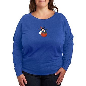 Plus Size Peanuts Lucy & Snoopy Apple Bobbing French Terry Long Sleeve Tee