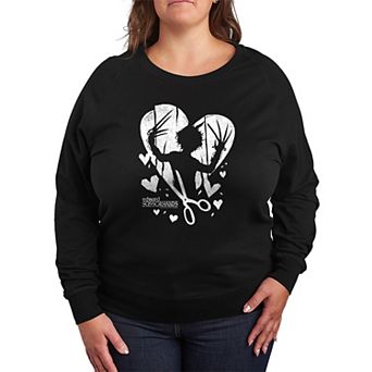 Plus Size Edward Scissorhands Heart Silhouette French Terry Long Sleeve Tee