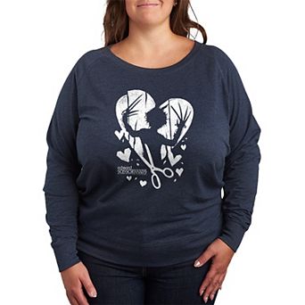 Plus Size Edward Scissorhands Heart Silhouette French Terry Long Sleeve Tee