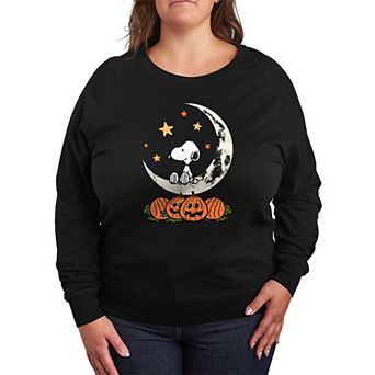 Plus Size Peanuts Snoopy & Pumpkins Halloween French Terry Long Sleeve Tee
