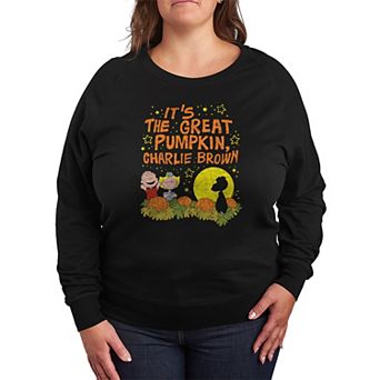 Plus Size Peanuts It's The Great Pumpkin, Charlie Brown Distressed French Terry Long Sleeve Tee