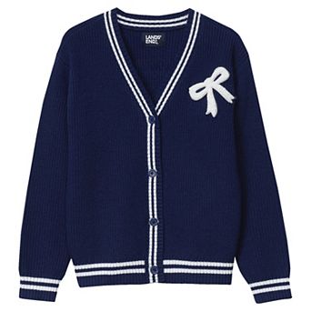 Girls 2-16 Lands' End Varsity Cardigan with Decorative Applique