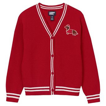 Girls 2-16 Lands' End Varsity Cardigan with Decorative Applique