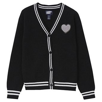 Girls 2-16 Lands' End Varsity Cardigan with Decorative Applique