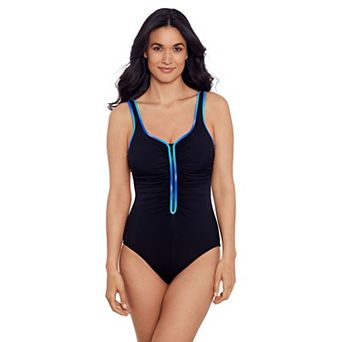 Women's Great Lengths Shirred Zipper One-Piece Swimsuit