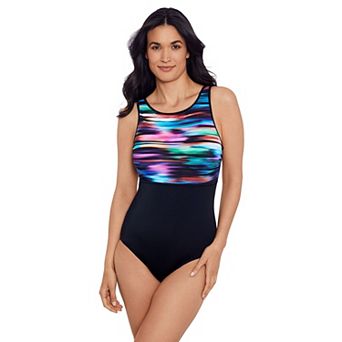 Women's Great Lengths Binded Highneck One-Piece Swimsuit