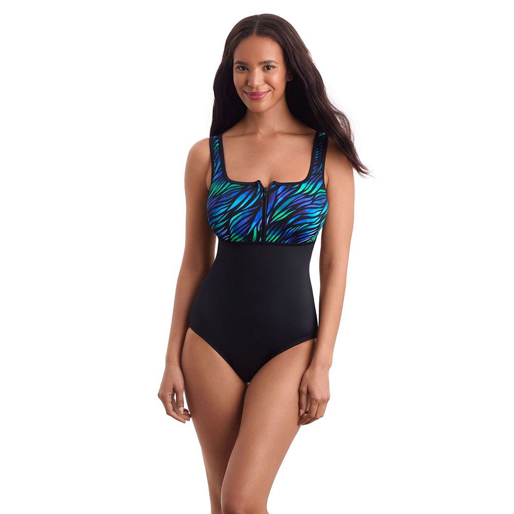 Women's Great Lengths Scoopneck Zipper Tank One-Piece Swimsuit