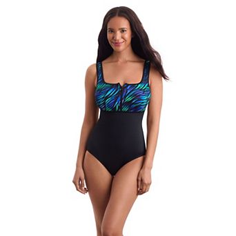 Women's Great Lengths Scoopneck Zipper Tank One-Piece Swimsuit