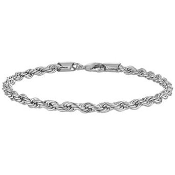 Men’s 14k Gold-Plated or Platinum-Plated Polished Rope Chain Bracelet