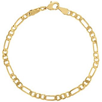 14k Gold-Plated or Platinum-Plated Polished Figaro Chain Bracelet
