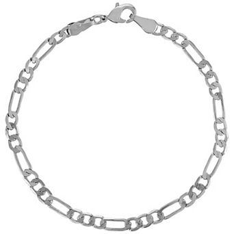 14k Gold-Plated or Platinum-Plated Polished Figaro Chain Bracelet