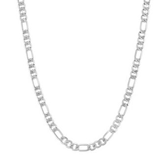 Lusso Platino Polished Figaro Chain Necklace