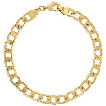 Men’s 14k Gold-Plated or Platinum-Plated Polished Curb Chain Bracelet