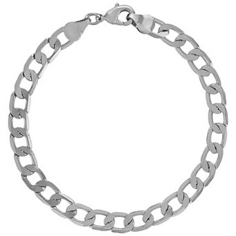 Men’s 14k Gold-Plated or Platinum-Plated Polished Curb Chain Bracelet