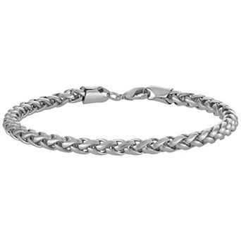 Men’s 14k Gold-Plated or Platinum-Plated Polished Wheat Chain Bracelet