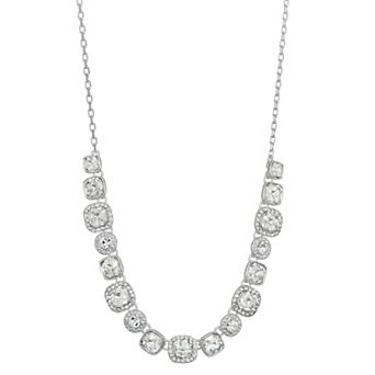 You're Invited Silver Tone Crystal Frontal Necklace