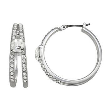 You're Invited Silver Tone Crystal Hoop Earrings