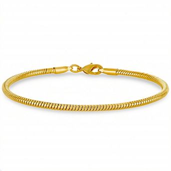 14k Gold-Plated or Platinum-Plated Polished Snake Chain Bracelet