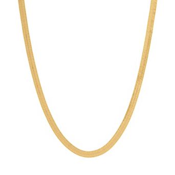 Lusso Platino Polished Herringbone Chain Necklace