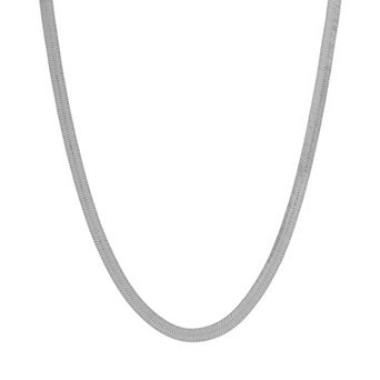 Lusso Platino Polished Herringbone Chain Necklace