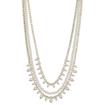 You're Invited Gold Tone Multirow Layered Necklace