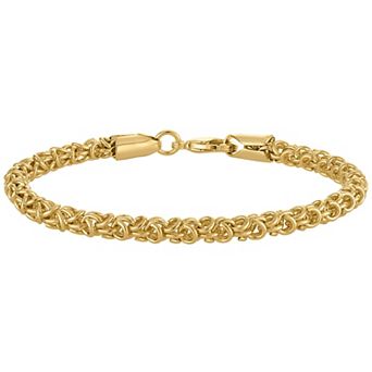 14k Gold-Plated or Platinum-Plated Polished Byzantine Chain Bracelet