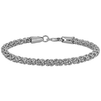 14k Gold-Plated or Platinum-Plated Polished Byzantine Chain Bracelet