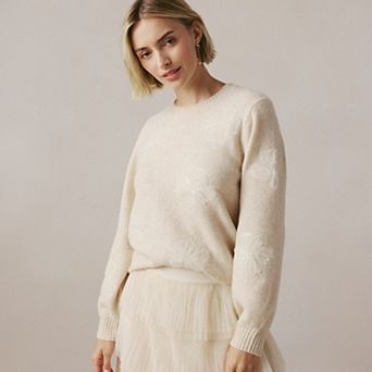 Women's LC Lauren Conrad Floral Applique Crewneck Sweater