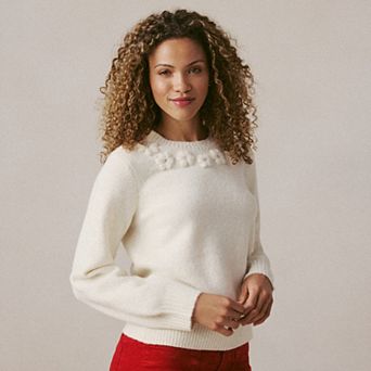 Women's LC Lauren Conrad Floral Embroidery Crewneck Sweater