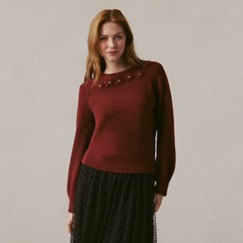 Women's LC Lauren Conrad Floral Embroidery Crewneck Sweater