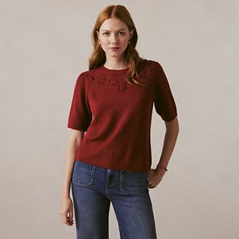 Petite LC Lauren Conrad Short Sleeve Soutache Sweater