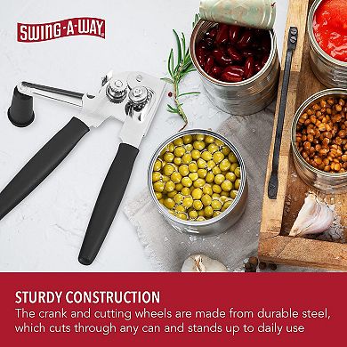 Swing-A-Way Easy-Crank Can Opener with Folding Crank Handle, Stainless Steel (Black)