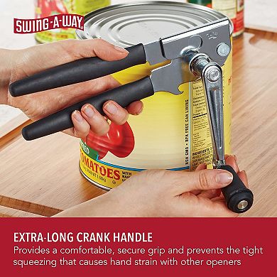 Swing-A-Way Easy-Crank Can Opener with Folding Crank Handle, Stainless Steel (Black)
