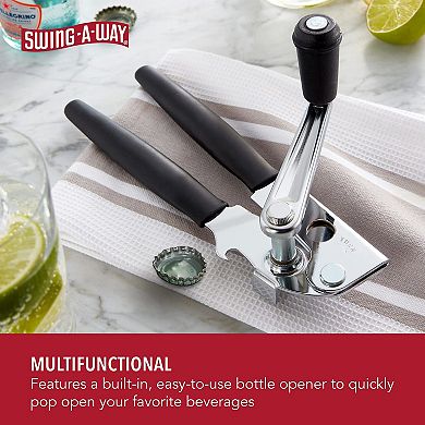 Swing-A-Way Easy-Crank Can Opener with Folding Crank Handle, Stainless Steel (Black)