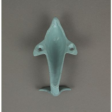 4 Piece Distressed Finish Cast Iron Dolphin Wall Hook Set Coastal Colors
