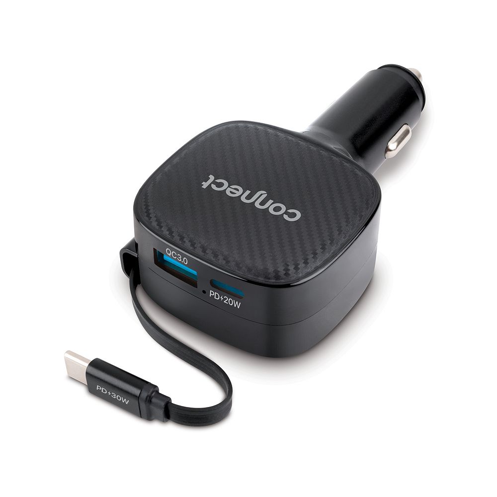 Connect Extendable 3-in-1 Car Charger with Fast Charging