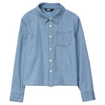 Girls 2-16 Lands' End Long Sleeve Denim Collared Shirt