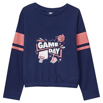 Girls 8-16 Lands' End Long Sleeve Varsity Top with Graphic