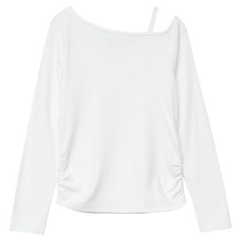 Girls 4-16 Lands' End Long Sleeve One Shoulder Rib Knit Top