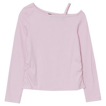 Girls 4-16 Lands' End Long Sleeve One Shoulder Rib Knit Top